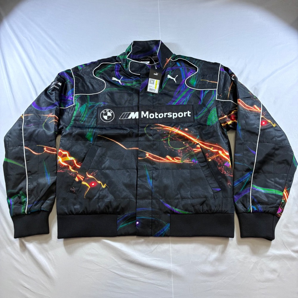 Puma BMW M Motorsport Cao Fei Racer Jacket Black Multi 633178 01 Mens Medium